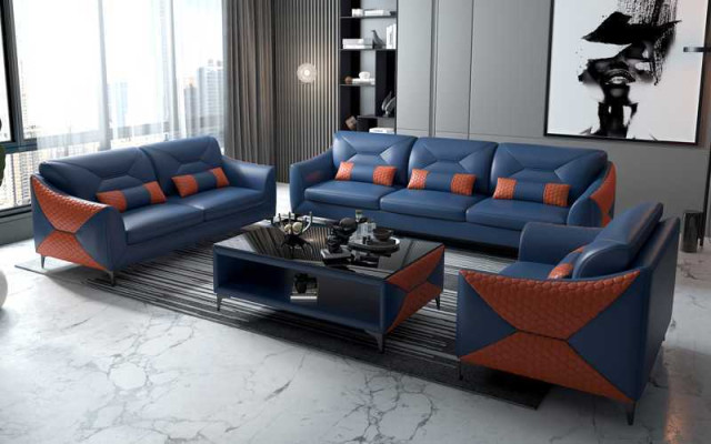 Suite Sofa set Couch Set 321 Seater Leather Sofa Couch Gray