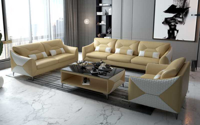 Suite Sofa set Couch Set 321 Seater Leather Sofa Couch Gray