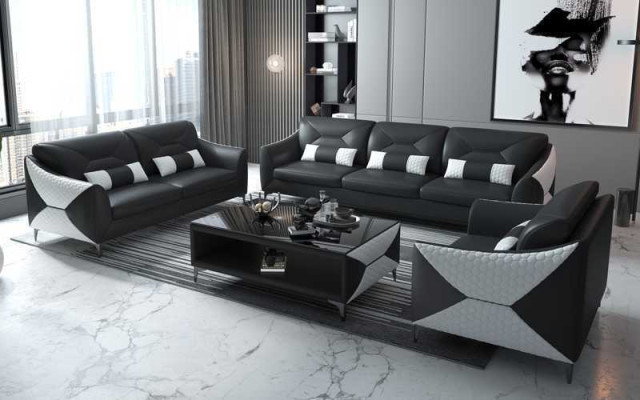 Suite Sofa set Couch Set 321 Seater Leather Sofa Couch Gray