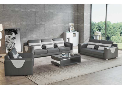 Sofa set luxury complete e couch set gray imitation leather sofa 321