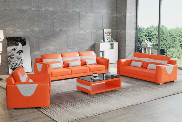 Sofa set luxury complete e couch set gray imitation leather sofa 321