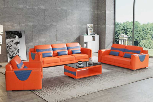 Sofa set luxury complete e couch set gray imitation leather sofa 321