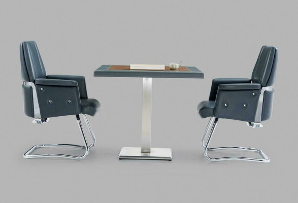 Office furnishings 3 pcs. Set Table Waiting Room Armchair 2x Leather Armchair