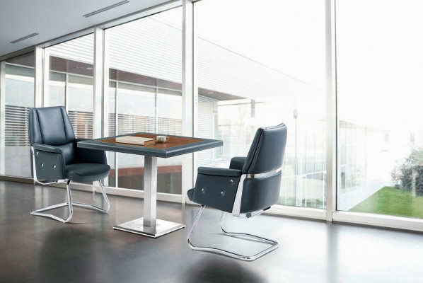 Office furnishings 3 pcs. Set Table Waiting Room Armchair 2x Leather Armchair