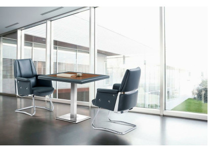Office furnishings 3 pcs. Set Table Waiting Room Armchair 2x Leather Armchair