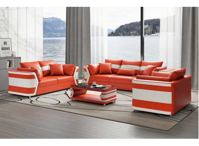 Red sofa set, sofa set, leather sofa, sofa complete and 3-piece sofa set