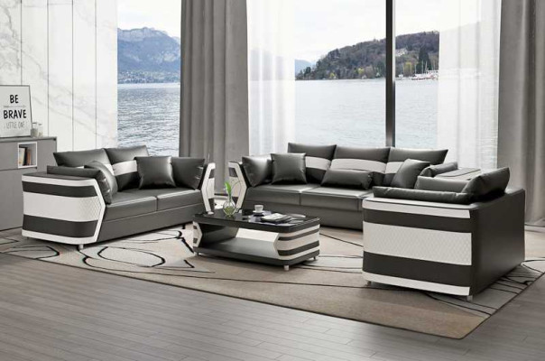 Red sofa set, sofa set, leather sofa, sofa complete and 3-piece sofa set