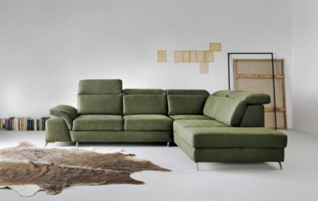 Couch Leather Sofa Corner Suite Green Corner Sofa L-Shape Sofa Luxury Modern