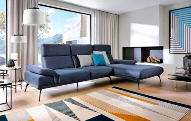 Corner sofa Corner suite fabric sofa Blue L-shape upholstered sofa Sofa Fabric Couch