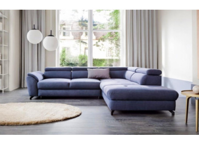 Design Sofa Corner suite Corner sofa L-shape fabric sofa Couch Blue Upholstery