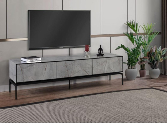 Sideboard TV-cabinet Lowboard Modern TV Stand Living room Gray Wood Table