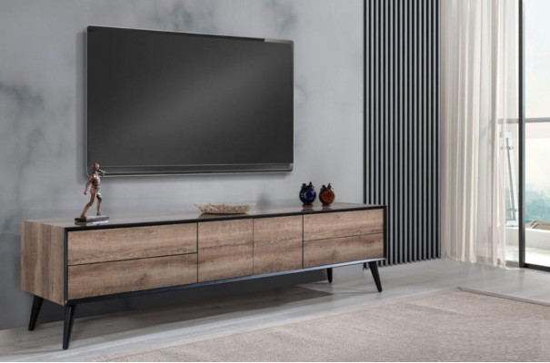 TV Stand TV-cabinet Lowboard Living room Modern Brown Wood Sideboard Table