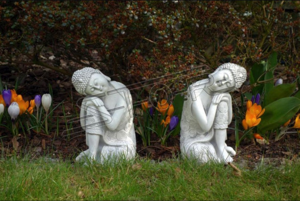 Decorative Buddha sculpture in stone effect. Large figure sculpture for garden