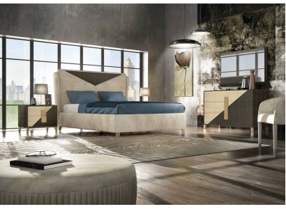Bedroom 3 pcs. Set Bed 2x Beds Bedside table Console Double Hotel
