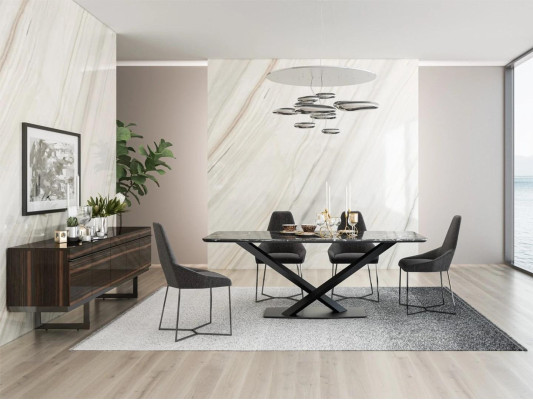 Dining room set 6 pieces dining table 4x chairs complete sideboard design furniture wood