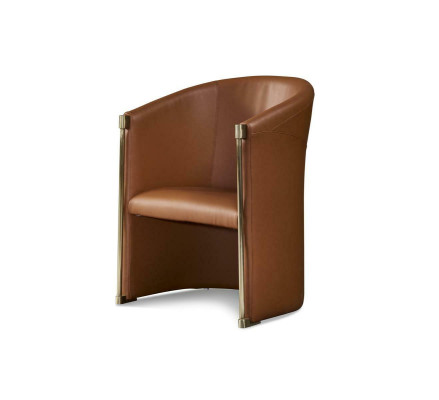 Design Armchair 1 Seater Leather Textile Luxury Brown Armchair TV Single Seater