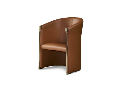 Design Armchair 1 Seater Leather Textile Luxury Brown Armchair TV Single Seater