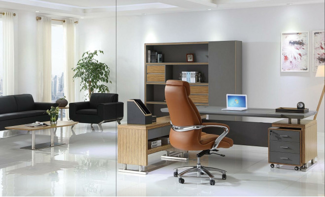 Designer Office Work Room Set Shelf Table Armchair Complete Decoration Set Furniture
