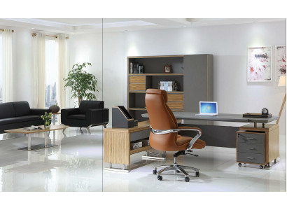 Designer Office Work Room Set Shelf Table Armchair Complete Decoration Set Furniture