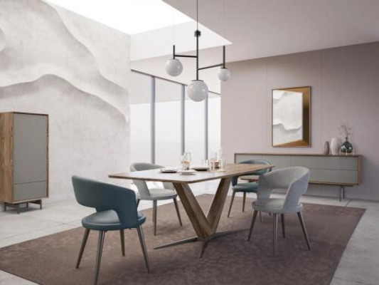 Dining room Complete 8-piece Chairs Set new Dining table Sideboard Design Display case