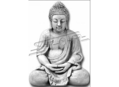 Figure Buddha sculpture in stone effect. Large decorative sculpture for garden