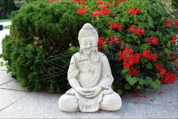 Figure Buddha sculpture in stone effect. Large decorative sculpture for garden