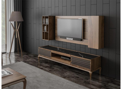 Wooden furniture living room set 4 pieces TV lowboard bookshelves Wall unit TV Frame new