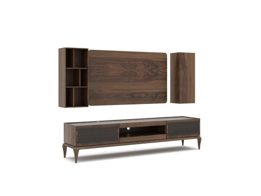 Wooden furniture living room set 4 pieces TV lowboard bookshelves Wall unit TV Frame new
