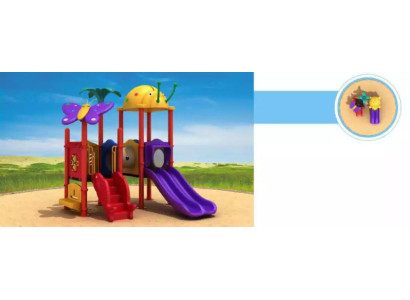 Children's area with slides entertainment for children garden playgrounds
