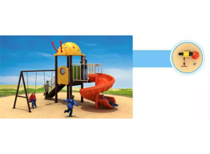 Children's playground with slides and swings entertainment for children