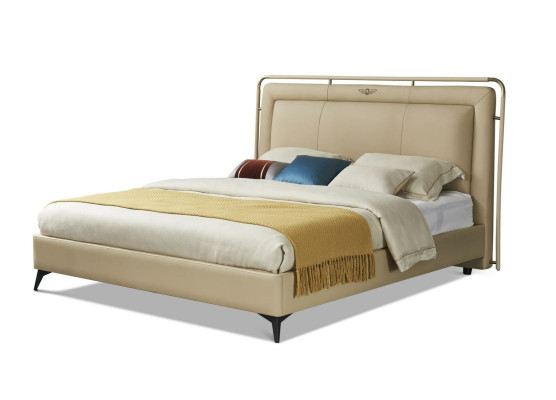 Classic Luxury Beds Upholstery Leather Textile High Quality Bedroom