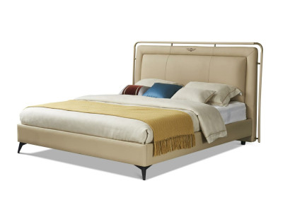Classic Luxury Beds Upholstery Leather Textile High Quality Bedroom