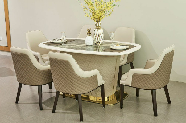 Complete Set Dining table 4x Chairs Dining room Set Ess Group Leather Table Tables 5pcs