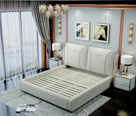 Leather bed new Beds Upholstered bed Double bed Designer Bed Marriage bed