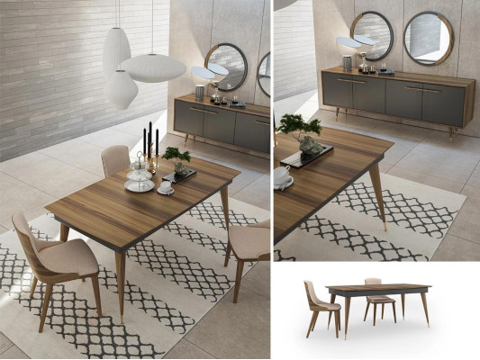 Luxury Dining room Set Dining table 4x Chairs Luxury Sideboard with 2x Mirror new Set