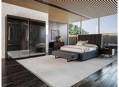 Luxury Modern Set Bedroom Double Bed Complete 2x Bedside tables Chest of drawers