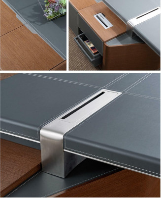 Luxury Desk Leather Wood Tables Office Table Furnishings Designer