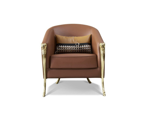 Luxury Chair Upholstery Cocktail Relax Lounge Club Design Armchair Brown