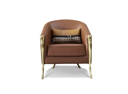 Luxury Chair Upholstery Cocktail Relax Lounge Club Design Armchair Brown