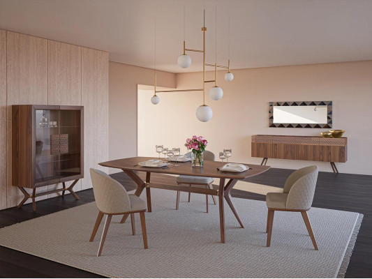 Modern Design Dining room Complete Dining table 4x Chairs Luxury Sideboard new Display case