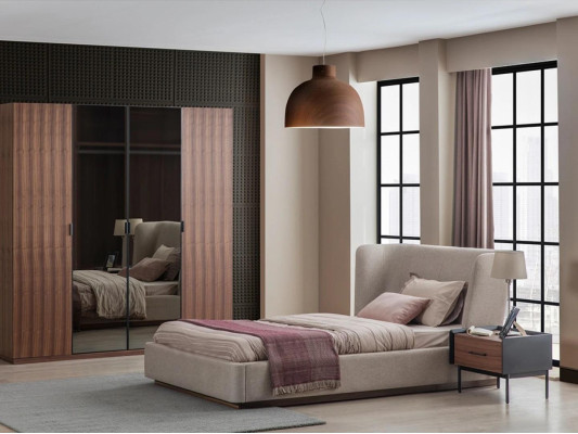 Modern Wardrobe Bedroom Design Wooden Cabinet Luxury Wardrobe Glass Doors