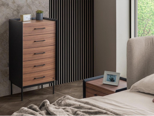 Modern Bedroom Design Complete 3pcs 2x Chest of drawers Round Mirror