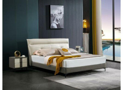 Bedroom Leather Bed Complete's Bed Nightstands 3 pcs. Suite hotel