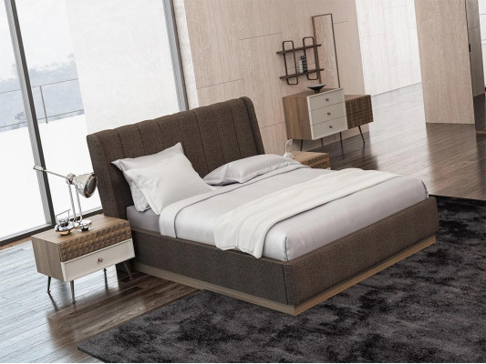 Bedroom Modern Double Bed 2x Bedside tables Wood Complete 3pcs Luxury
