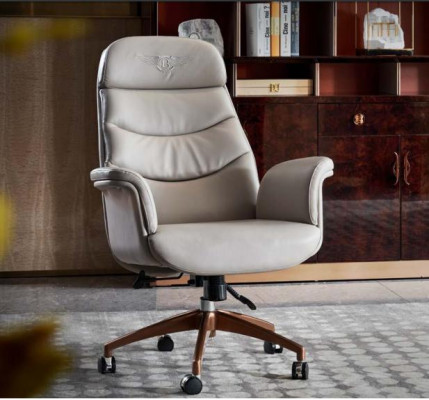 Office chair Beige Leather stainless steel Study room Office Furniture Luxury Furnishings new