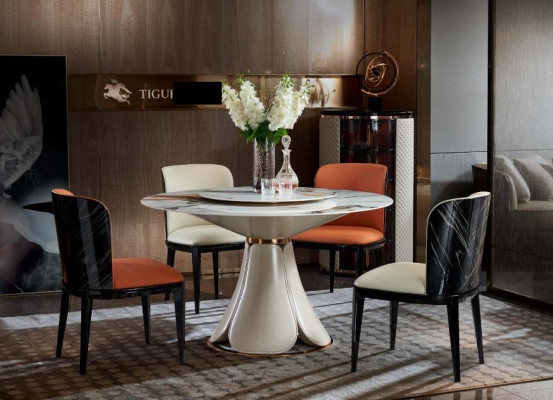 Chair Leather Milk Wood new Creative Modern Design Furniture Luxury Dining room