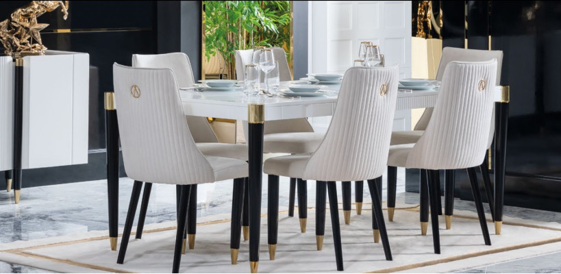 Ess Group Wood Table Tables 7-piece Complete Set Dining table 6x Chairs Dining room Set