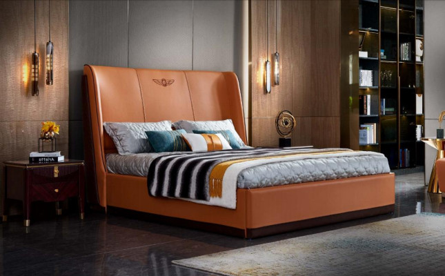 Bed Orange Bedroom new Creative Modern Design Furniture Wood Luxury Beds