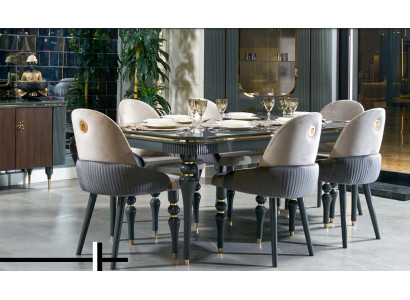 Dining room Set Ess Group Wood Table Tables Complete 7-piece Set Dining table 6x Chairs