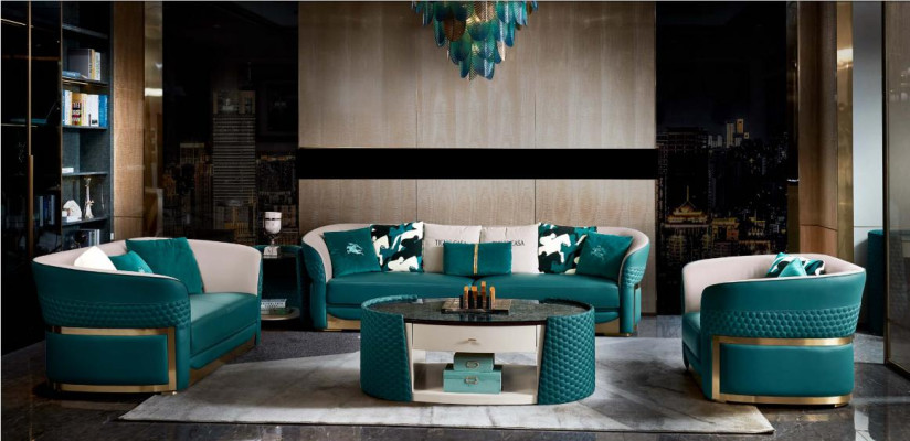 Sofa 3 Seater Turkis Leather Luxury Modern Design Furniture Italian